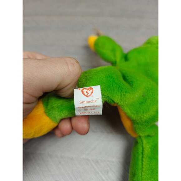 Ty Beanie Baby Smoochy Frog Green & Yellow Plush Stuffed Animal 1997 Retired - Picture 5 of 5